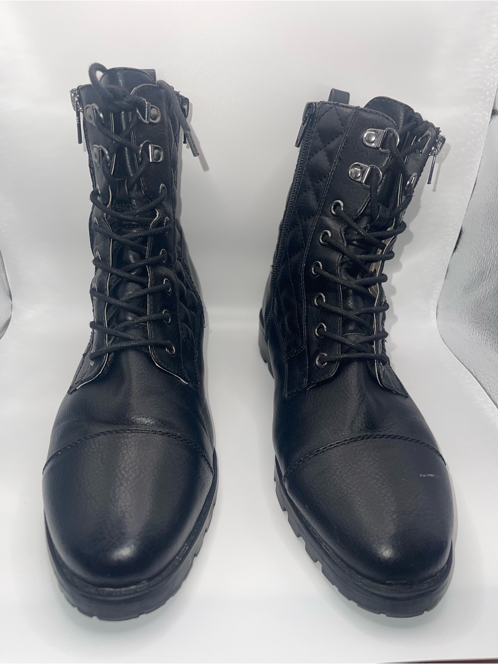 White Mountain Black Quilted Lace-Up Women's Combat Boots